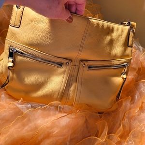 Tignanello Yellow Pebble Leather Handbag